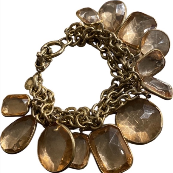 NEW J. Crew Crystal Statement Bracelet BLUSH GOLD | eBay J.Crew Statement Bracelet w Gold Tone links & Blush Tone Jewel Bezel
